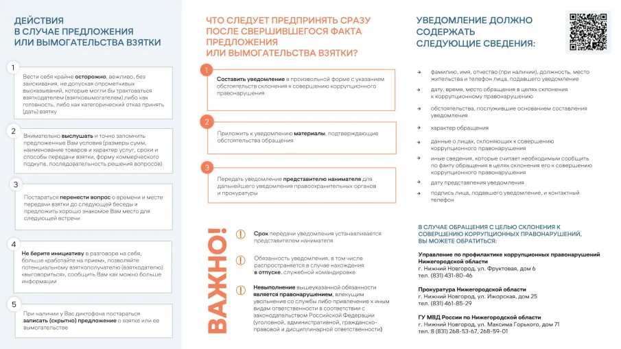 Действия в случае предложения или вымогательства взятки