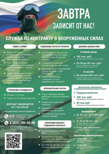 ЗАВТРА зависит от нас! СЛУЖБА ПО КОНТРАКТУ В ВООРУЖЕННЫХ СИЛАХ